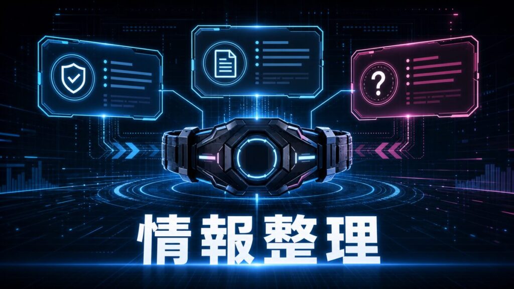 仮面ライダーゼッツ新フォーム情報を整理する抽象的なサイバー風アイキャッチ