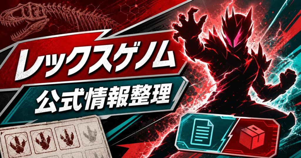 レックスゲノムの公式情報整理を示す抽象的な特撮風アイキャッチ