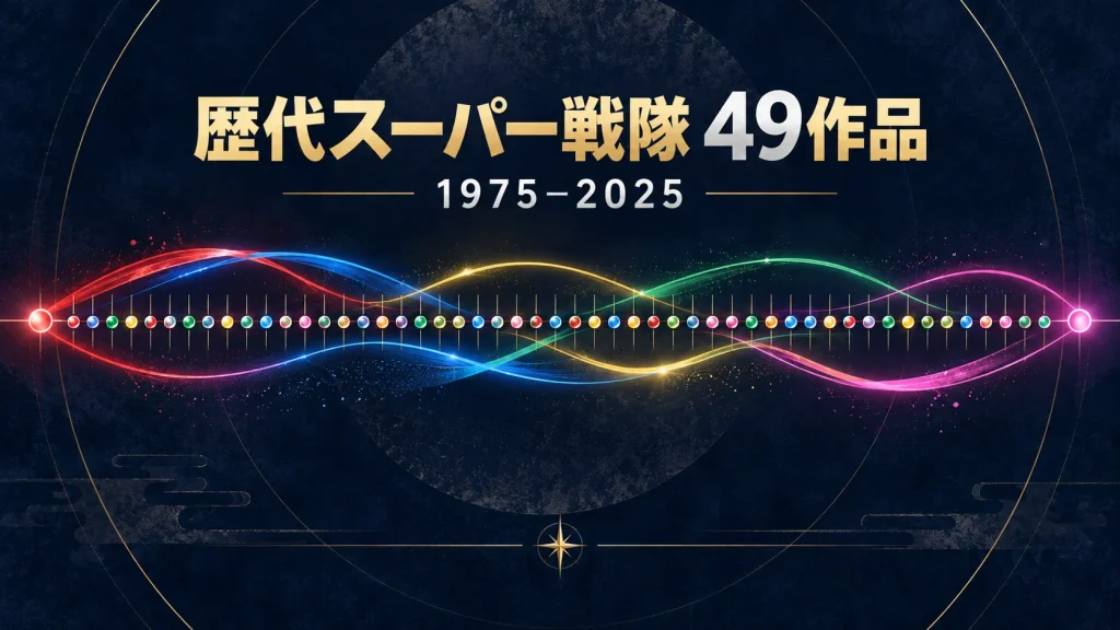 1975年から2025年までの歴代スーパー戦隊49作品を示す年表イメージ